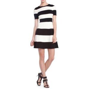 BCBGMaxAzria 'Lylah' Black and White Stripe Fit-and-Flare Dress - XS